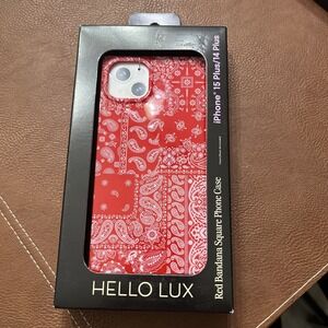 Hello Lux‎ Red Bandana Square iPhone 15 Plus/14 Plus Phone Case